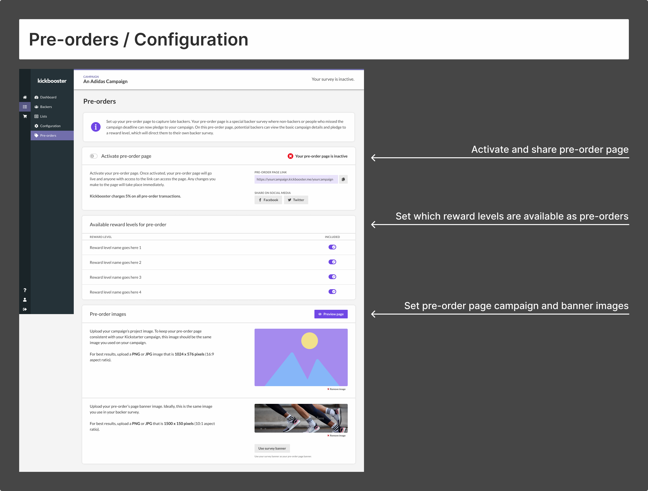 Preorder configuration UI